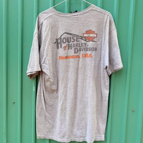 Vintage HARLEY DAVIDSON House of MILWAUKEE USA Shirt Grey Large - Picture 5 of 6